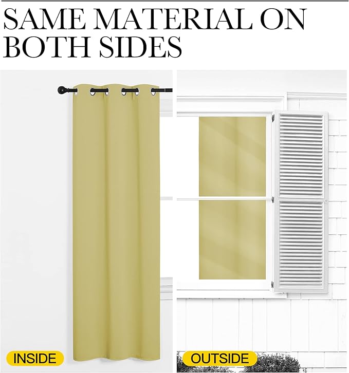 NICETOWN Blackout Window Curtains 80 inch Long, 2 Panels, 34 inch, Paler Yellow, Grommet Top Room Darkening Thermal Insulated Solid Vertical Drapes for Bedroom/Kid Room
