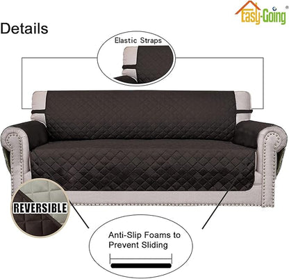 Easy-Going Oversized Chair Sofa Slipcover Reversible Sofa Cover Water Resistant Couch Cover Furniture Protector Cover with Elastic Straps for Pets Dog (Oversized Chair, Chocolate/Beige)