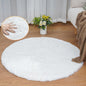 ORINOVA White Faux Rabbit Washable Fur Area Rugs Circle Rugs for Living Room Bedroom Teen Room Fluffy Area Rug 3ft Round Rug