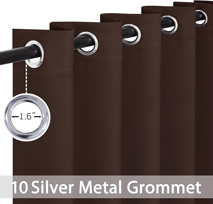 Yakamok Blackout Curtains for Bedroom 2 Panels Set 84 Inch Length Thermal Insulated Room Darkening Dark Black Out Drapery Grommet Window Treatments Drapes for Living Room, 70x84, Chocolate Brown
