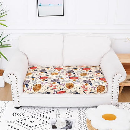 Smiry Printed Couch Cushion Covers, Stretch Soft Couch Covers for Sofa, Washable Non-Slip Sofa Slipcover Furniture Protector for Indoor and Outdoor (Medium, Orange)