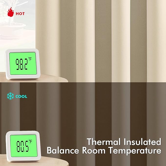 MIULEE Cream Beige Blackout Curtains - Thermal Insulated Bedroom Curtains Room Darkening Drapes for Living Room Kitchen Grommet Top Light Blocking Window Treatment, 40 x 45 Inches Long, 2 Panels