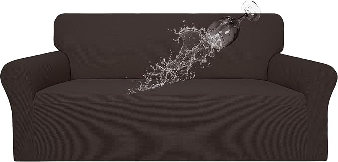 Easy-Going 100% Waterproof Couch Cover, Dual Waterproof Sofa Cover, Stretch Jacquard Sofa Slipcover, Leakproof Furniture Protector for Kids, Pets, Dog and Cat (Sofa, Chocolate)