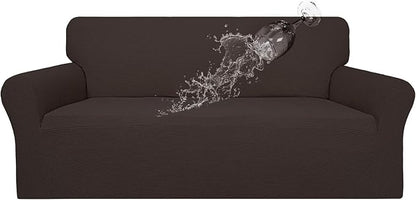 Easy-Going 100% Waterproof Couch Cover, Dual Waterproof Sofa Cover, Stretch Jacquard Sofa Slipcover, Leakproof Furniture Protector for Kids, Pets, Dog and Cat (Sofa, Chocolate)