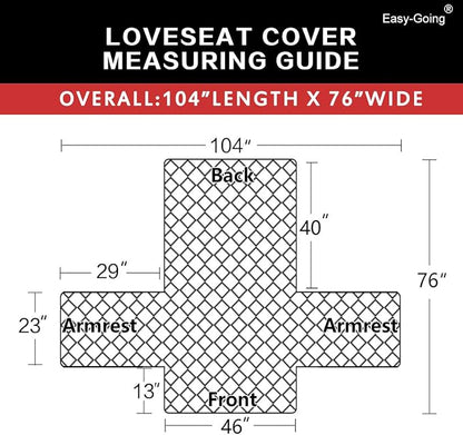 Easy-Going Reversible Loveseat Couch Cover for 2 Cushion Couch Sofa Cover for Dogs Water Resistant Furniture Protector with Foam Sticks Elastic Straps for Pet (Loveseat, Gray/Light Gray)