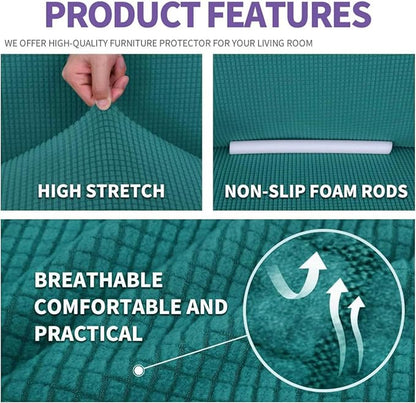 ZNSAYOTX Super Stretch Couch Cover (72"-92") Universal Sofa Covers with Elastic Bottom, Dog Cat Pets Friendly Washable Furniture Protector Fitted Sofa Slipcovers Stay in Place (Peacock Teal, Sofa)