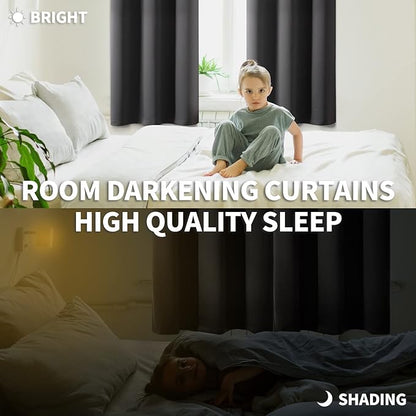BGment Dark Grey Blackout Curtains for Bedroom, Black Out Curtains 63 Inch Long Thermal Insulated Sunlight Blocking Window Treatment Drapes, Set of 2 Panels, 42 x 63 Inch