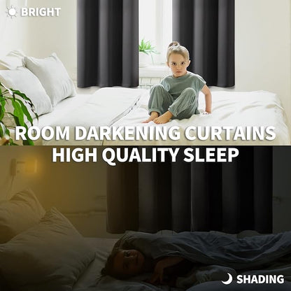 BGment Blackout Curtains for Bedroom - Grommet Thermal Insulated Room Darkening Curtains for Living Room, Set of 2 Panels (52 x 72 Inch, Dark Grey)