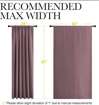 NICETOWN Blackout Curtains for Bedroom, Home Decorations Thermal Insulated Solid Rod Pocket Blackout Drapes for Cafe (Dry Rose, One Pair, 62 x 63-inch)