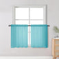 OWENIE Short Aqua Sheer Curtains 30 Inch Length 2 Panels Set, Kitchen Curtains Tiers Light Filtering Rod Pocket Cafe Curtain for Basement Bathroom Small Half Window, 42" W x 30" L, Aqua