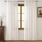 Cream Natural Linen Curtains 80 inch Length 2 Panels Set Neutral Rustic Farmhouse Living Room Drapes Back Tab Pleated Look Light Filtering Privacy Semi Sheer Curtains 80 inch Long Ivory Colored