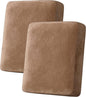 H.VERSAILTEX Velvet Stretch Couch Cushion Cover Plush Cushion Slipcover for Chair Loveseat Sofa Cushion Furniture Protector Seat Cushion Sofa Cover (2 Piece Medium Sofa Cushion Covers, Camel)