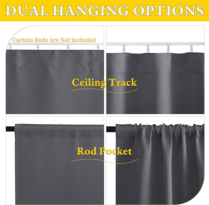 NICETOWN 1 Panel Door Curtain Privacy Thermal Insulated Noise Reducing Blackout French Door Rod Pocket and Ceiling Track Window Covering for Kitchen, Patio Front, Bedroom, Grey, 25" W x 72" L