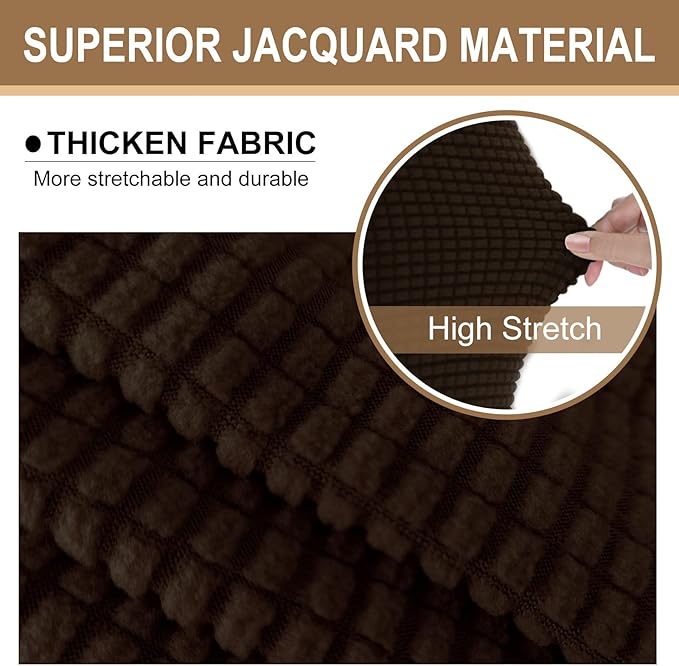 U-NICE HOME Stretch Futon Cover Armless Bed Slipcover - Soft Jacquard Fabric Washable for Pet Friendly, Chocolate