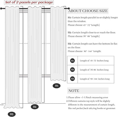 Ivory Blackout Curtains 90 Inches Long 2 Panel Light Blocking Patio Drape for Sliding Glass Doors Rustic Country Curtain for Nursery Bedroom Thick Linen Cotton Textured Off White Back Tab Pocket 52x90
