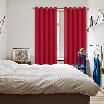 BGment Room Darkening Curtains 63 Inches Long - Grommet Thermal Insulated Drapes Window Treatment Curtains for Bedroom, 2 Panels, 70 x 63 Inch, Red