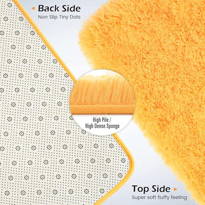 Amearea Premium Soft Fluffy Rug Modern Shag Carpet, 5.3x7.5 Feet, Fuzzy Plush Rugs for Living Room Bedroom Kids Room Home Decor, Nursery Non Slip Indoor Shaggy Carpets, Orange
