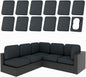 hyha 12Pcs Patio Cushion Covers, Stretch Outdoor Couch Cushion Covers, Washable Outdoor Chair/Sofa Slipcovers for Patio Furniture Cushions Protector with Elastic Bottom(Dark Gray,Cover Only)
