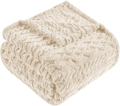 50x70 Inch Beige Throw Blanket - Soft & Fluffy Fleece, Cute & Aesthetic, Perfect for Sofa, Couch, Chair, Bed, Living Room & Bedroom, All-Season Use, Plush & Cozy Decorative Blanket