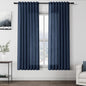 Denim Blue Linen Curtains for Living Room 63 Inches Long 2 Panel Set Light Filtering Linen Drapes for Kitchen Windows Rod Pocket Back Tab Short See Through Curtain Country Farmhouse Decor 52x63