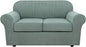 H.VERSAILTEX 3 Piece Stretch Sofa Covers for 2 Cushion Loveseat Couch Covers for Living Room Sofa Slipcovers (Base Cover Plus 2 Seat Cushion Covers) Thicker Jacquard Fabric(Medium Sofa, Sage)
