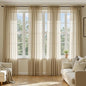 MIULEE Beige Sheer Curtains 108 Inches Long, 4 Panels Set, Rod Pocket Voile Drapes Light Filtering and Semi Transparent, Elegant Window Treatments for Bedroom Living Room,42 x 108 Inches