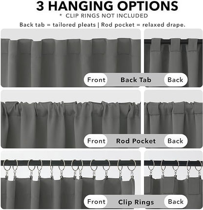 Deconovo Blackout Curtains, Thermal Insulated, W42 x L84 2 Panels, Back Tab, Machine Washable, Room-Darkening Drapes for Bedroom/Living Room Light Grey