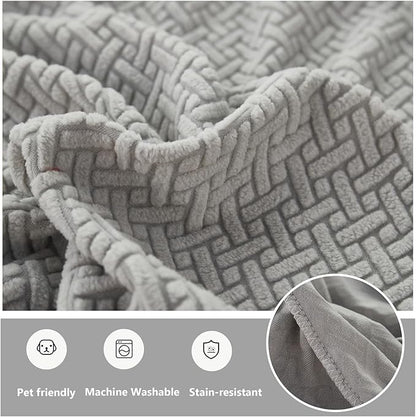 Couch Cushion Covers for Sofa Couch Covers Wear-Resistant Universal Sofa Cover Washable Stretch for Sectional Slipcovers (Texture-Sea Blue,Chaise Cover)