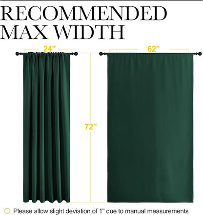 NICETOWN 2 Panels Blackout Curtains, Rod Pocket Window Curtains Room Darkning Drapes for Bedroom/Living Room, Thermal Insulated Solid Draperies for Home Office/Study, 62 by 72-Inch, Hunter Green