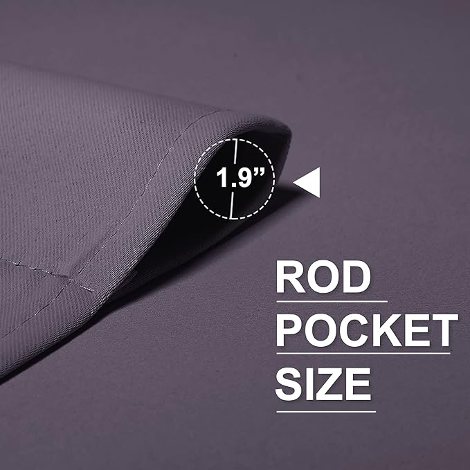 RYB HOME 54 inch Blackout Curtains for Living Room, Rod Pocket Thermal Insulated Small Window Drapes Room Darkening Shades for Bedroom Studio Dorm, W 42 x L 54 inch, Set of 2 Panels, Greyish Purple