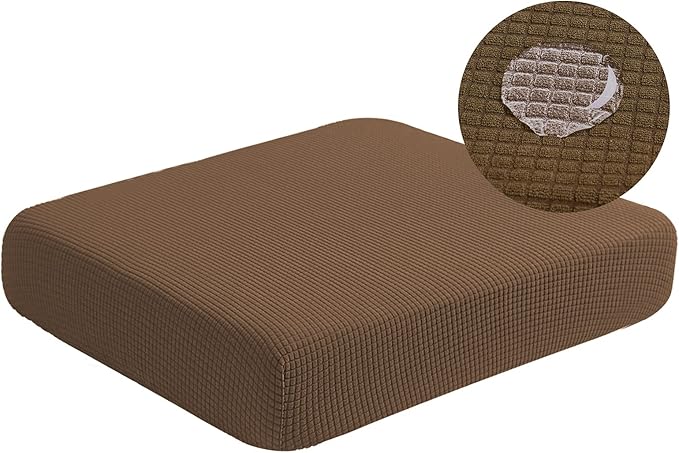 Water Resistant Couch Cushion Cover Stretch Sofa Seat Slipcover for Pets, Thick RV Dinette Seat Cushion Covers Sofa Protector, Washable (Medium, Coffee)