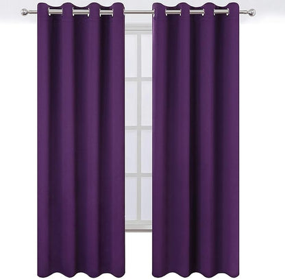 LEMOMO Purple Blackout Curtains 52 x 84 Inch Length/Set of 2 Curtain Panels/Thermal Insulated Room Darkening Curtains for Bedroom