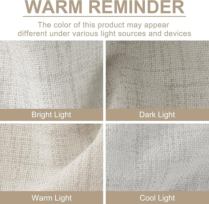 100% Blackout Shield Linen Blackout Curtains for Bedroom 108 Inches Long, Back Tab/Rod Pocket Living Room Drapes, Thermal Insulated Blackout Curtains 2 Panels Set, 50" W x 108" L, Beige