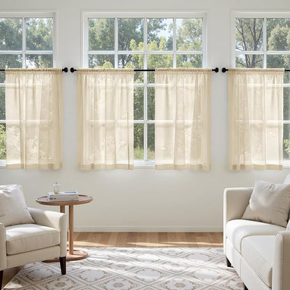 MIULEE Cream Sheer Curtains 63 Inches Long, 4 Panels Set, Light Filtering Rod Pocket Voile Drapes for Living Room and Bedroom, Airy Soft Fabric Window Treatments, 42 x 63 Inches
