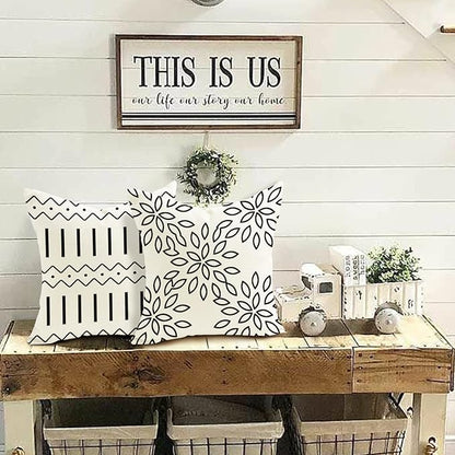 YCOLL Pillow Covers 18x18 Set of 4, Modern Sofa Throw Pillow Cover, Decorative Outdoor Linen Fabric Pillow Case for Couch Bed Car, Cream