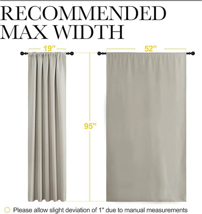 NICETOWN Blackout Curtains for Living Curtains, Room Darkening Window Curtain Panels, Easy-Care Solid Thermal Insulated Draperies/Drapes for Daughter Room (Natural, 2 Panels, 52 by 95)