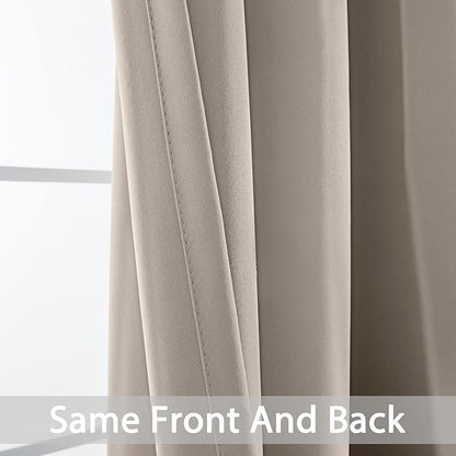 Yakamok Room Darkening Grommet Window Drapes Thermal Insulated Light Blocking Natural Blackout Curtains for Bedroom (42Wx84L,Natural,2 Panels)