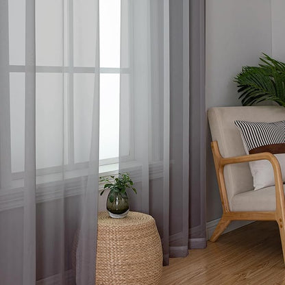 OWENIE Grey Sheer Curtains, Sheer Curtains 78 inches Long 2 Panels Set, Rod Pocket Voile Fimly Gray Drapes for Living Room/Bedroom, 2pcs, Each 42" W x 78" L