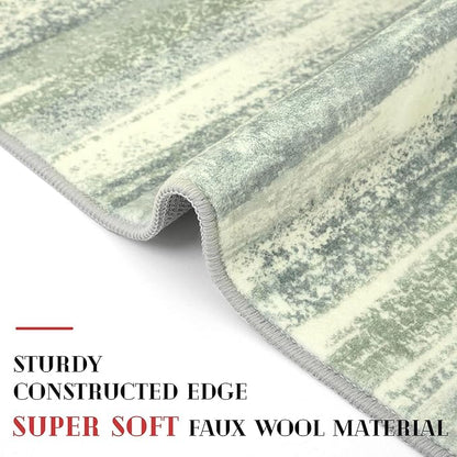 Lansny Modern Abstract Runner Rug 2x6, Sage Green Grey Washable Entryway Runner Non-Slip Soft Hallway Rug Runner Thin Print Faux Wool Carpet for Kitchen Bedroom Laundry Room Indoor