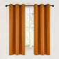 NICETOWN Room Darkening Cafe Satin Curtains for Small Windows, 42" Wide by 63" Long, 2 Panels, Orange, Grommet Privacy Faux Silk Blackout Drapes for Bedroom
