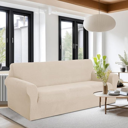 U-NICE HOME Stretch Couch Cover Sofa Cover Sofa Slipcover Furniture Protector for 4 Cushion Couch Sofa Pet Friendly(Oversized Sofa, Beige)
