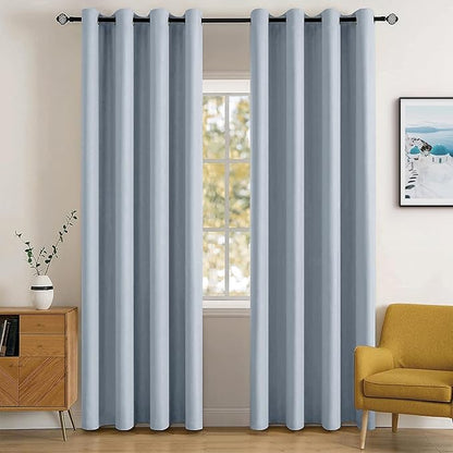 MIULEE Blackout Room Darkening Curtains Thermal Insulated Drapes Solid Window Treatment Set Grommet Top Light Blocking Curtain for Living Room/Bedroom 2 Panels 52 x 84 inch Length Light Blue
