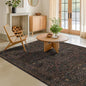 Hazo Haus Taupe Brown 5x8 Rug for Living Room - Vintage Traditional Dark Neutral Floral, Washable Foldable Non-Slip Area Rugs for Dining Under Table, Home Office, Guest Room