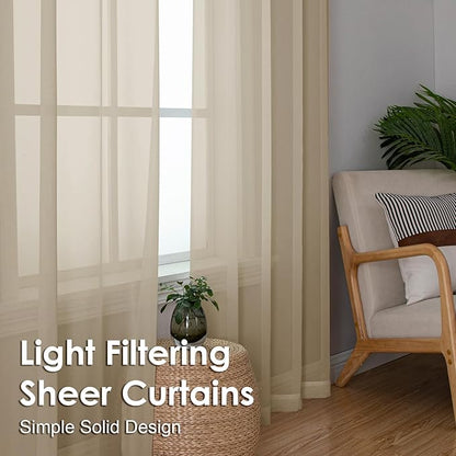 OVZME Tapue Sheer Curtains 78 Inches Long 2 Panels - Soft Light Filtering Window Sheer Panels for Living Room/Bedroom, Top Dual Rod Pocket, 1 Pair, Each 42Wx78L Inches