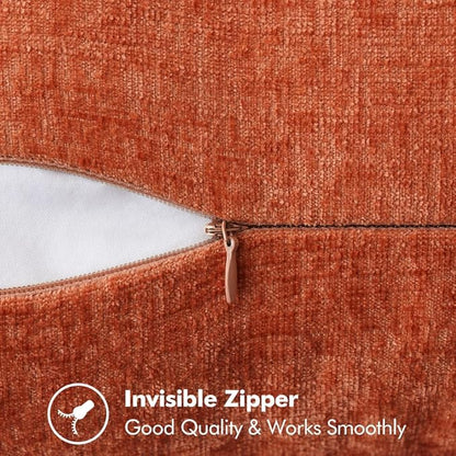 MIULEE Pack of 2 Couch Throw Pillow Covers 18x18 Inch Rust Farmhouse Decorative Pillow Covers with Stitched Edge Soft Chenille Solid Dyed Pillow Covers for Sofa Bed Living Room