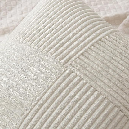 MIULEE Beige Decorative Throw Pillow Covers 22x22 Inch for Couch Bed Sofa Pack of 2 Boho Neutral Farmhouse Throw Pillows Soft Cross Corduroy Patchwork Textured Cushion Cases