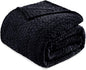 Exclusivo Mezcla Fleece Twin Size Blanket for Bed, 60x80 Inches Soft Cozy Jacquard Flannel Blankets, Lightweight Fuzzy Plush Warm for Women, Black