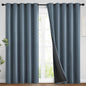 Yakamok 100% Blackout Lined Panels, Room Darkening Thermal Insulated Blackout Curtains for Bedroom, Heat Blocking Drapes for Living Room(62Wx84L, Stone Blue, 2 Panels)
