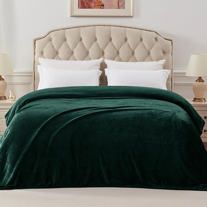 Exclusivo Mezcla Fleece Blanket Twin Size for Bed, Super Soft and Warm, All Season, Cozy, Plush, Lightweight, 60x80 Inches Forest Green