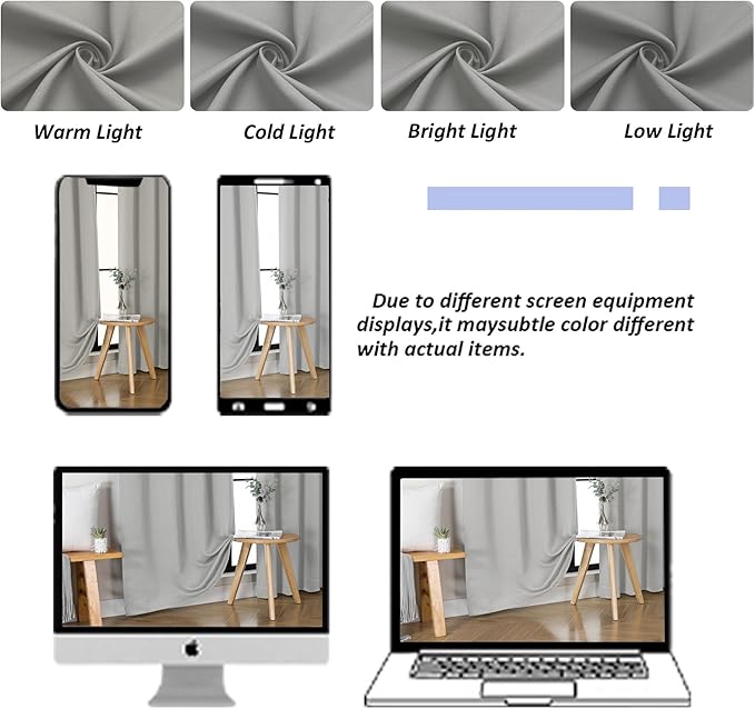 Simplebrand Ava Light Grey Blackout Curtains for Bedroom, 78 Inch Length, 2 Panels Set, Privacy Thermal Insulated Rod Pocket Window Curtains for Patio, French Door, W40 x L78 Inch